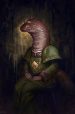 5_fingers abstract_background ambiguous_gender anthro arms_bent biped capelet clothed clothing contiguous_snout crown dress embroidery fangs fingers furniture green_capelet green_clothing green_dress green_eyes hands_in_lap headgear long_neck pose pupils red_body red_scales scales simple_background sitting slit_pupils small_eyes snout solo stool tail teeth thick_tail ventral_scales yellow_background harsh-mallowz elden_ring fromsoftware zorayas legged_snake manserpent reptile scalie snake 2022 absurd_res dark_theme hi_res painting_(artwork) portrait shaded signature soft_shading three-quarter_portrait traditional_media_(artwork) traditional_painting_(artwork) female_(lore)