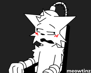4_fingers anthro blush electric_chair electrocution execution fingers fur humor male pain solo white_body white_fur epilepsy_warning meowtinz boy_kisser_(meme) silly_cat_(mauzymice) domestic_cat felid feline felis mammal 2025 animated animated_gif black_and_white digital_media_(artwork) low_res meme monochrome short_playtime