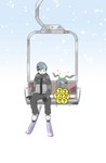 beanie clothing duo eyewear feral goggles hat headgear headwear larva male question_mark scarf segmented_body skiing winter gdn0522 bandai_namco digimon ken_ichijouji arthropod caterpillar digimon_(species) human insect mammal wormmon hi_res