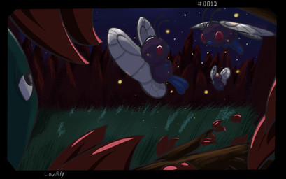 forest insect_wings night plant red_eyes simple_background tree wings nintendo pokemon arthropod butterfly butterfree caterpillar generation_1_pokemon insect larva lepidopteran pokemon_(species) hi_res