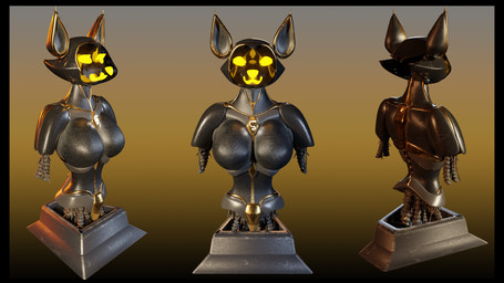 anthro augmented black_border border cybernetics female machine solo synthetic the_dark_skull android cyborg felid feline mammal robot 16:9 3d_(artwork) blender_(artwork) digital_media_(artwork) half-length_portrait hi_res portrait widescreen