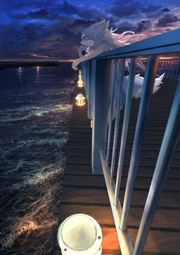 anthro clothed clothing cloud detailed_background dress duo eyes_closed female fur hair kemono lights outside pier scenery scenery_porn scenic_view sea sky smile snout solo standing sunset water wave white_body white_clothing white_dress white_fur white_hair pippi913 avian bird canid canine canis gull lari larid mammal wolf 2017 digital_media_(artwork) digital_painting_(artwork) hi_res painting_(artwork)