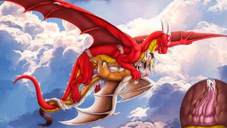 2_penises abdominal_bulge animal_genitalia animal_penis belly bodily_fluids claws cloacal_penis cloud cum cum_inside dewclaw digitigrade diphallism duo earhole erection feral feral_on_feral finger_claws flying flying_sex fur genital_fluids genital_piercing genitals green_eyes hemipenes horn internal knot knotted_penis knotted_tapering_penis licking licking_lips male male/male membrane_(anatomy) membranous_wings multi_genitalia multi_penis open_mouth penis penis_piercing piercing pink_penis red_body red_scales red_wings scales scutes seminal_groove sex size_difference sky tail tapering_penis tapering_tail teeth thick_tail toe_claws tongue tongue_out white_body white_claws white_fur white_horn wings yellow_belly dead.akira european_mythology mythology dawn_(dawn2949) zetralth dragon mythological_creature mythological_scalie scalie western_dragon absurd_res digital_media_(artwork) hi_res watermark
