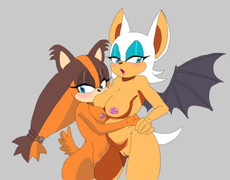 blush breast_play breast_suck breasts duo female female/female fur genitals nipple_fetish nipple_play nipple_suck nipples nude nude_female orange_body orange_fur pink_nipples sucking vulva white_body white_fur arborialrodent sega sonic_boom sonic_the_hedgehog_(series) rouge_the_bat sticks_the_jungle_badger badger bat humanoid mammal mustelid musteline