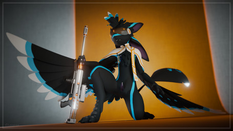 anthro bodily_fluids cum feathers genital_fluids genitals gun kneeling leaking_cum majestic male penis presenting ranged_weapon rifle simple_background sniper_rifle solo tapering_penis visor weapon wings locoroo jasko_(toddavali) avali avian 16:9 3d_(artwork) 4k absurd_res blender_(artwork) digital_media_(artwork) hi_res widescreen