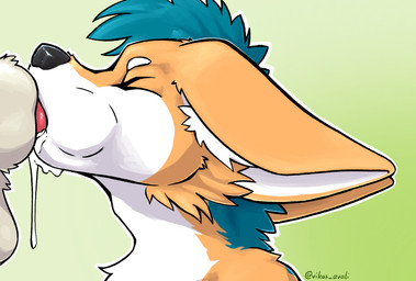 anthro bodily_fluids cum cum_dripping_from_mouth cum_in_mouth cum_in_throat cum_inside disembodied_penis duo eyes_closed fellatio fur genital_fluids genitals gradient_background green_body green_fur knotting male male/male male_anthro male_penetrated male_penetrating male_penetrating_male mostly_offscreen_character mostly_offscreen_male oral oral_knotting oral_penetration orange_body orange_fur penetration penile penis penis_in_mouth sex simple_background solo_focus white_body white_fur vikas canid canine fox mammal red_fox true_fox hi_res