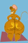 anthro big_butt biped bodily_fluids brown_body brown_fur butt fur green_eyes huge_butt hyper hyper_butt looking_back nude pupils rear_view solo sweat sweaty_butt thick_thighs atotekio metro-goldwyn-mayer tom_and_jerry jerry_mouse mammal mouse murid murine rodent absurd_res hi_res