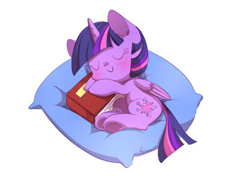 blush book female feral hooves horn pillow simple_background sleeping smile solo underhoof wings sion_(artist) friendship_is_magic hasbro my_little_pony mythology twilight_sparkle_(mlp) equid equine mammal mythological_creature mythological_equine winged_unicorn 4:3
