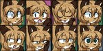 anthro brown_body brown_fur female female_anthro fur gloves_(marking) hair markings solo white_body white_fur conditional_dnp thighlordash averi_(fiddleafox) canid canine fox mammal red_fox true_fox 2:1 expression_sheet multiple_images