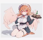 accessory alternative_fashion apron beverage black_clothing breasts classic_lolita clothing feathered_wings feathers feet female fingers frilly frilly_accessory frilly_apron frilly_clothing frilly_hairband hair hair_accessory hairband j-fashion kneeling lolita_(fashion) maid_headdress maid_uniform orange_hair red_eyes scutes shadow solo talons toes uniform white_clothing wings breakfast_(artist) interspecies_reviewers meidri_(interspecies_reviewers) animal_humanoid avian avian_humanoid humanoid winged_humanoid 2023 hi_res