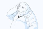 anthro belly big_belly cellphone electronics kemono male moobs overweight overweight_male phone simple_background smartphone solo bear_2key bear mammal 2023 hi_res portrait