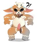 anthro balls big_ears fur genitals male orange_body orange_fur slightly_chubby slightly_chubby_male solo young young_anthro sundevu league_of_legends riot_games tencent gnar_(lol) yordle absurd_res hi_res