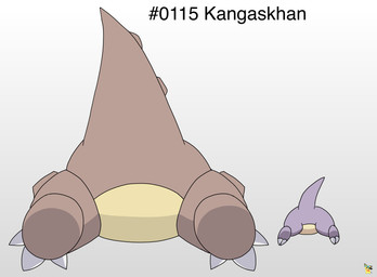 2_toes 3_toes ambiguous_feral ambiguous_gender brown_body butt duo feet feral gradient_background logo purple_body simple_background tail text thick_tail thick_thighs toes pichu90 nintendo pokemon baby_kangaskhan generation_1_pokemon kangaskhan pokemon_(species) artist_logo english_text hi_res parent_(lore) parent_and_child_(lore)