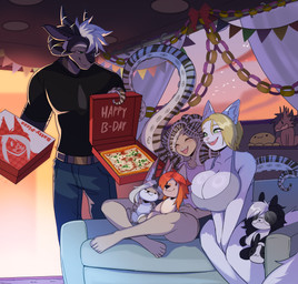 anthro big_breasts big_butt blonde_hair box breasts butt container curvy_figure ear_piercing female female_anthro female_humanoid food fur group hair larger_male male male_anthro nipple_piercing nipples piercing pizza pizza_box plushie pseudo_hair short size_difference slightly_chubby slightly_chubby_female small_breasts smaller_female tentacle_hair tentacles tongue tongue_piercing trio white_body white_fur ghastlyfish breyer_peets coraline_kempt harvi_(acinthecheetah) kasey_kyle kiko_kempt pheo_(aubrie) verelle animal_humanoid aquatic aquatic_humanoid bovid caprine cephalopod cephalopod_humanoid coleoid felid feline humanoid mammal mimic_octopus mollusk mollusk_humanoid octopodiform octopus octopus_humanoid sheep absurd_res english_description hi_res