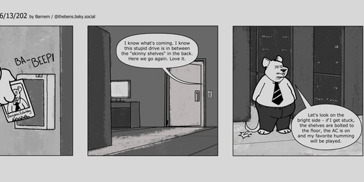 anthro belly bottomwear clothing computer dialogue electronics male overweight overweight_male pants shirt solo text topwear barnem mammal murid murine rat rodent 2025 english_text hi_res monochrome