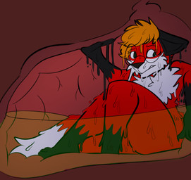 acid digestion digestion_sequence femboy male melting solo vore v0rtochy lucas_the_fox canid canine fox mammal