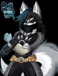 anthro black_hair clothed clothing fur grey_body grey_fur hair male orange_eyes simple_background solo transparent_background darkfang100 darkfangcomics stealth_the_series hunter_silva canid canine canis mammal wolf absurd_res alpha_channel hi_res