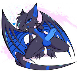 anthro balls black_body black_fur black_hair blue_eyes blush crouching erection fur genitals hair humanoid_genitalia humanoid_penis looking_at_viewer male nude one_eye_obstructed open_mouth penis simple_background solo spread_wings wings daxterado dust:_an_elysian_tail fuko bat mammal nimbat hi_res