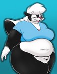 anthro belly_overhang bottomless bottomless_anthro bottomless_female clothed clothing eyewear female fingernails glasses morbidly_obese morbidly_obese_female nails obese obese_female overweight overweight_female solo squinted_eyes weight_gain puhba sabrina_online sabrina_(sabrina_online) mammal mephitid skunk 2023 absurd_res hi_res