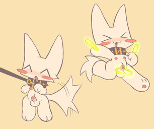 :3 >w< ^_^ anthro balls barefoot bdsm big_nipples blush bodily_fluids bracelet chibi collar drooling erection eyes_closed feet fingers foreskin fur genitals glow_bracelet glowstick humanoid_genitalia humanoid_penis jewelry leash leash_pull male navel nipples nude open_mouth open_smile pawpads paws penis petplay pink_nipples rave raver roleplay saliva semi-anthro simple_background smile solo spiked_collar spikes submissive tail tail_motion tailwag toes tongue unretracted_foreskin white_body white_fur yellow_background young young_anthro clockstops3am conditional_dnp canid canine mammal 2022 digital_drawing_(artwork) digital_media_(artwork) flat_colors hi_res