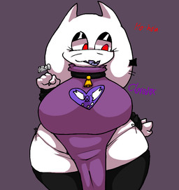 alternative_fashion anthro big_breasts bikini breasts claws clothing cowbell ear_piercing female fur goth long_socks nervous piercing red_eyes solo string_bikini string_panties swimwear thick_thighs two-piece_swimsuit white_body white_fur clovedex undertale undertale_(series) toriel bovid caprine goat mammal