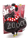 anthro big_breasts big_butt big_hands black_body black_ears black_eyes black_nose black_tail blush body_writing border bottomwear breasts butt clothing dialogue eyelashes female flower_accessory footwear gloves handwear high_heels huge_breasts huge_butt huge_thighs looking_at_viewer looking_back looking_back_at_viewer motion_lines one_eye_closed open_mouth open_smile pink_background pink_tongue polka_dot_clothing polka_dot_skirt rear_view red_bottomwear red_clothing red_mouth red_skirt red_thong red_underwear shoes short_stack simple_background skirt smile smiling_at_viewer solo speech_bubble tail text thick_thighs thong tongue underwear white_border white_clothing white_gloves white_handwear wink winking_at_viewer writing_on_butt yellow_clothing yellow_footwear yellow_high_heels crowundeadcat disney minnie_mouse mammal mouse murid murine rodent 2025 3:4 colored digital_media_(artwork) english_text full-length_portrait hi_res portrait shaded