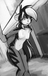 anthro bodily_fluids breasts collar crying female fur hair nude offscreen_character slave tail tears observerdoz stigmata_(observerdoz) hyena mammal 2024 absurd_res hi_res monochrome