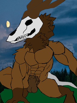 feral male solo bonnic american_mythology indigenous_north_american_mythology mythology north_american_mythology deer mammal wendigo 3:4 hi_res
