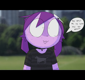 ambiguous_gender anthro black_border black_clothing black_shirt black_t-shirt black_topwear bodily_fluids border city cityscape clothing detailed_background grass nervous nervous_sweat open_mouth open_smile plant shirt smile solo speech_bubble sweat t-shirt text topwear tree young young_ambiguous bravobunny bravo_(bravobunny) lagomorph leporid mammal rabbit 2021 english_text letterbox