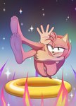 amy_rose anthro anus arts_eidolon barefoot bent_legs breasts butt digital_media_(artwork) eulipotyphlan feet female genitals gesture green_eyes hair hand_gesture hedgehog hi_res looking_at_viewer mammal nude pink_body pussy raised_leg ring sega soles solo sonic_the_hedgehog_(series) tail tongue tongue_out