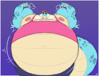 anthro backwards_hat belly big_belly big_muscles big_pecs clothing flexing flexing_bicep flexing_both_biceps hat headgear headwear huge_belly male moobs musclegut muscular muscular_anthro muscular_arms muscular_male pecs pink_clothing pink_shirt pink_tank_top pink_topwear pump_(massiveguild) shirt solo tank_top topwear randomheck randomrusso crocodile crocodilian reptile scalie 2026 hi_res