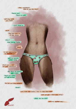 anthro clothed clothing dialogue female fur navel panties panties_only simple_background solo speech_bubble text topless topless_anthro topless_female underwear underwear_only young young_anthro young_female redleveret mammal unknown_species absurd_res digital_media_(artwork) english_text hi_res daughter_(lore) father_(lore) father_and_child_(lore) father_and_daughter_(lore) incest_(lore) parent_(lore) parent_and_child_(lore) parent_and_daughter_(lore)