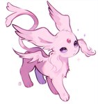 ambiguous_gender blush blush_lines eyelashes feathered_wings feathers feral forehead_gem fur gem paws purple_body purple_eyes purple_feathers purple_fur simple_background solo sparkles tail wings foxlett nintendo pokemon eeveelution espeon generation_2_pokemon pokemon_(species) 2024 hi_res signature