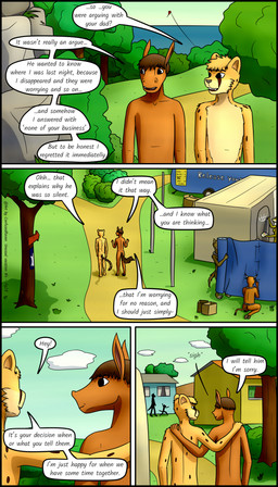 adolescent anthro base_three_layout blockage_(layout) camp casual_nudity dialogue duo four_frame_image horizontal_blockage male nude nudist text three_row_layout walking young confusedraven dave_(confusedraven) jay_(confusedraven) cheetah equid equine felid feline horse mammal 4:7 absurd_res comic english_text hi_res multiple_scenes