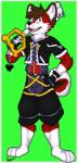 anthro clothed clothing curled_tail keyblade male melee_weapon solo tail weapon kingdraws disney kingdom_hearts square_enix canid canine canis domestic_dog husky mammal nordic_sled_dog spitz absurd_res hi_res