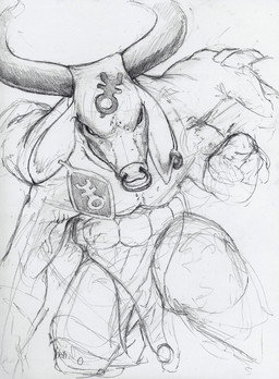 2_horns anthro ear_piercing ear_ring ear_tag facial_piercing front_view gesture grey_background hand_gesture head_horn horn kneeling looking_at_viewer male nose_piercing nose_ring piercing pointing pointing_at_viewer ring_piercing simple_background solo deriaz warhammer_(franchise) chaos_daemon daemon_of_slaanesh keeper_of_secrets 2013 graphite_(artwork) hatching_(art) portrait shaded sketch three-quarter_portrait traditional_media_(artwork)