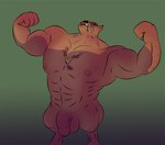 anthro body_size_growth daemon_ritus eye_ridges flexing genital_growth genitals growth male muscle_growth muscular muscular_male penis penis_growth size_transformation solo transformation vein veiny_muscles americananomaly_(artist) hanna-barbera scooby-doo:the_movie scooby-doo_(series) scrappy-doo canid canine canis domestic_dog mammal hi_res