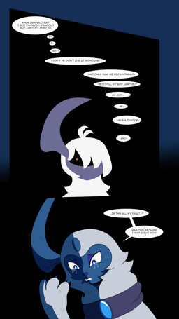 2_panel_comic ambiguous_gender black_text blue_eyes bodily_fluids clenched_teeth crying dialogue dot_eyes duo ellipsis eyebrows feral forehead_gem fur gem hair hair_over_eye horn one_eye_obstructed open_mouth paws pupils question_mark questioning_ellipsis red_eyes sad simple_eyes speech_bubble talking_to_another tears teeth text white_body white_fur white_pupils white_sclera trainer-mana nintendo pokemon pokemon_mystery_dungeon spike_chunsoft absol generation_3_pokemon mammal pokemon_(species) 2026 9:16 alpha_channel comic english_text hi_res female_(lore) male_(lore)