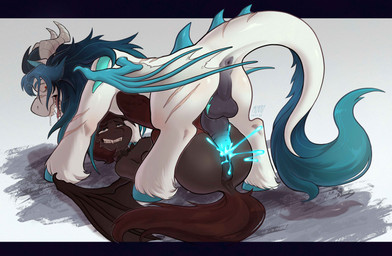 anus backsack balls blue_cum blue_eyes blue_hair bodily_fluids clenched_teeth colored_cum cum cum_in_vagina cum_inside cum_on_anus dock_(anatomy) duo female female_penetrated feral feral_on_feral feral_penetrated feral_penetrating feral_penetrating_feral from_front_position genital_fluids genitals glowing glowing_cum hair lying male male/female male_penetrating male_penetrating_female medial_ring membrane_(anatomy) membranous_wings on_back open_mouth penetration perineum quadruped red_eyes saliva scar sex sharp_teeth tail tail_anus teeth unusual_bodily_fluids unusual_cum unusual_genital_fluids white_body wings spiralburguer hasbro my_little_pony mythology fan_character hunter_blood_moon tempest_diamond bat_pony dracony dragon equid equine horse hybrid mammal mythological_creature mythological_scalie pony scalie 2025 absurd_res dated hi_res