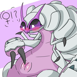 blush body_blush female feral gender_transformation genitals mtf_transformation pink_body solo transformation vulva vulva_blush white_body shrimp_in_a_cage nintendo pokemon arthropod generation_7_pokemon golisopod pokemon_(species) 1:1 hi_res