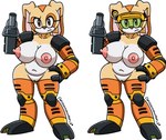 alternate_color anthro areola arm_cannon armor armwear big_breasts black_armwear black_clothing black_legwear breasts brown_eyes butt butt_from_the_front clothing cosplay eyelashes female fur genitals gun hand_on_hip ineffective_clothing legwear looking_at_viewer mostly_nude navel nipples orange_armwear orange_clothing orange_legwear pink_areola pink_nipples pussy ranged_weapon shoulder_pads simple_background slightly_chubby solo tan_body tan_fur thick_thighs unconvincing_armor visor weapon white_background white_body white_fur wide_hips yellow_armwear yellow_clothing yellow_legwear captainhornybotld sega sonic_the_hedgehog_(series) cream_the_rabbit e-104_epsilon lagomorph leporid mammal rabbit hi_res