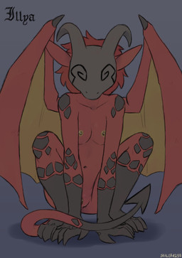 3_toes 4_fingers anthro areola back_wings biped breasts claws crouching feet female fingers front_view genitals hair horn looking_at_viewer mask mask_only membrane_(anatomy) membranous_wings navel nipples nude nude_anthro nude_female red_body red_hair red_tail simple_background small_breasts solo spade_tail tail toes vulva wings sealer4258 mythology illya_(sealer4258) demon gargoyle mythological_creature mythological_scalie scalie 2025 absurd_res digital_drawing_(artwork) digital_media_(artwork) hi_res