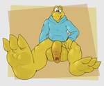 3_toes 4_fingers anthro balls bandage bandage_on_face bandage_on_nose barefoot big_balls big_penis blue_clothing blue_hoodie blue_topwear bodily_fluids bottomless clothed clothing feet fingers foot_focus foreskin front_view genitals hoodie huge_balls huge_penis humanoid_genitalia humanoid_penis long_foreskin male penis simple_background simple_eyes sitting solo sweat sweaty_balls sweaty_face sweaty_feet sweaty_genitalia toes topwear unretracted_foreskin yellow_balls yellow_body yellow_penis rokie38 mario_bros nintendo paper_mario paper_mario:_the_thousand_year_door koops koopa koopa_troopa reptile scalie turtle hi_res