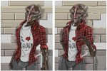 bottomwear canadian clothed clothing female green_eyes heart_symbol looking_at_viewer not_furry open_clothing open_shirt open_topwear outside pants plaid rolled_up_sleeves shirt smile solo standing topwear palavenmoons bioware electronic_arts mass_effect nelsi_(dank_wankem) alien humanoid turian