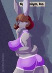 abagail_(radvengence) absurd_res anthro big_breasts big_butt breasts brown_hair butt clothing female fur grey_body grey_fur hair hi_res lagomorph leporid mammal mature_female multicolored_body multicolored_fur purple_clothing rabbit radvengence seductive solo two_tone_body two_tone_fur