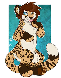 4_toes anthro big_tail blue_eyes brown_body brown_hair brown_nose brown_pawpads chibi digitigrade fangs feet female fluffy front_view fur hair long_tail multicolored_ears neck_tuft nude orange_body orange_fur pawpads short_hair sitting smile solo spots tail teeth thick_tail toes tongue tongue_out tuft white_body white_fur mandee daniel156161_(character) leonie_(daniel156161) cheetah felid feline hybrid jaguar mammal pantherine 2017