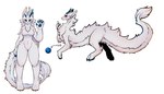 4_toes absurd_res anthro big_tail biped blue_claws blue_eyes blue_horn blue_pawpads blush breasts cheek_tuft chest_tuft claws colored digital_media_(artwork) digitigrade dragon eastern_dragon eyelashes facial_tuft featureless_breasts featureless_crotch feet female female_anthro female_feral feral finger_claws fingerpads fluffy fluffy_tail front_view full-length_portrait fur furred_dragon furred_scalie hair hi_res horn kemono korean_text leg_tuft long_hair long_neck long_tail looking_at_viewer model_sheet monotone_body monotone_fur monotone_hair monotone_tail multiple_forms multiple_images mythological_creature mythological_scalie mythology navel nude orb pawpads portrait pupils quadruped scalie shaded side_view simple_background small_waist solo standing tail tail_tuft text toe_claws toes translated tuft white_background white_body white_ears white_fur white_hair white_inner_ear white_tail yong_(yong_yong_yeee) yong_yong_yeee