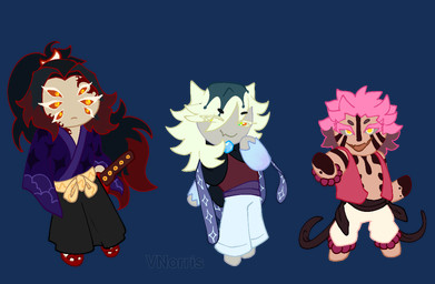 6_eyes asian_clothing bottomwear clothing east_asian_clothing eyelashes fangs food group hair hakama japanese_clothing male multi_eye multicolored_eyes pink_eyelashes ponytail rainbow_eyes sheathed_weapon simple_background size_difference stripes teeth topwear transparent_background trio vest white_eyelashes yellow_eyes puppetmaster13uwu cookie_run demon_slayer kimetsu_no_yaiba akaza_(demon_slayer) doma_(demon_slayer) kokushibo_(demon_slayer) cookie_(cookie_run) demon food_creature humanoid alpha_channel colored_line_art