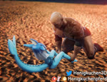 anthro bald beach exercise female male male_human size_difference tail tattoo workout honigkuchenpferd sound_warning nintendo pokemon dwayne_johnson eeveelution generation_1_pokemon human mammal pokemon_(species) vaporeon 3d_(artwork) 3d_animation animated digital_media_(artwork) short_playtime sound webm