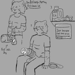 anthro arm_warmers armwear balls big_penis bottomless clothed clothing cucumber dairy_products dessert doughnut doughnut_fucking femboy food food_fetish food_play fruit genitals gesture grey_background hand_gesture huge_penis male milk pastry penis plant post-it_note shirt simple_background sitting solo standing t-shirt talking_to_viewer text thumbs_up topwear thestinkingdinker36 rubb_(thestinkingdinker36) felid feline mammal 1:1 digital_media_(artwork) english_text monochrome sketch